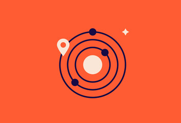 solar system illustration in flat style design. Vector illustration.  © HenryFord