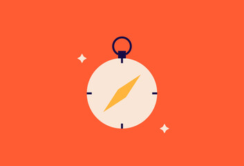 compass illustration in flat style design. Vector illustration. 