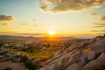 sunset in Cappadocia region. One of the most beautiful sunset watching spots in the region is the...