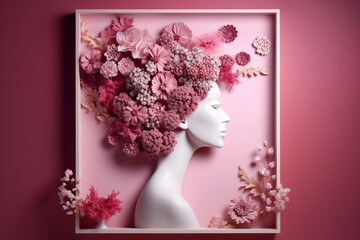  3Dart woman in flowers , Women's day specials offer sale wording isolate , Happy women's day 8 march with women of different frame of flower , Generate Ai
