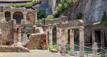 Ruins of Herculaneum ancient site - 615262055
