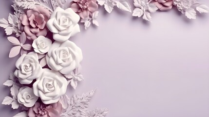 Fototapeta na wymiar Frame from flowers purple artistic illustration. Generative AI