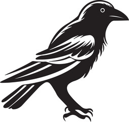 Logo of side view crow and haven illustration isolated on white background 