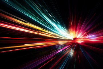 Fototapeta na wymiar abstract multicolor spectrum background, bright neon rays and colorful glowing lines. AI generated content