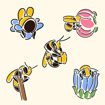Cute honey bee icon looking for nectar