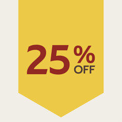 25% discount label. for sale. promotion. special offer promotion. discount percentage. vector flat design.