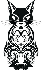 Ornamental cat portrait. Design for embroidery, tattoo, t-shirt, mascot, logo, vector illustration isolated on white background