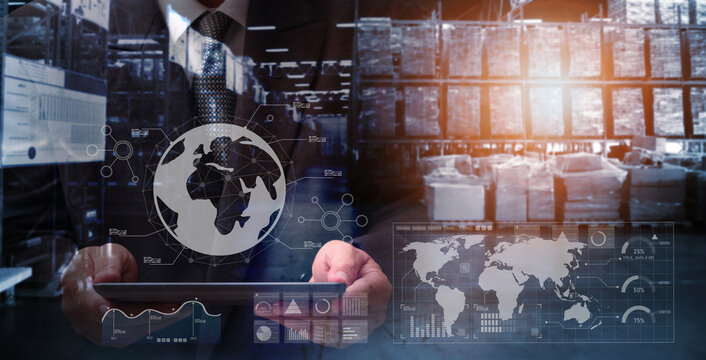 business of  logistics transportation import export or shipping industry , delivery  and logistics concept container truck  transport or free-zone area