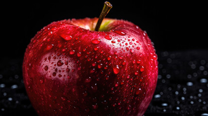 Close up of an apple with a dark background