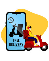 Online food delivery phone concept. Vector illustration
