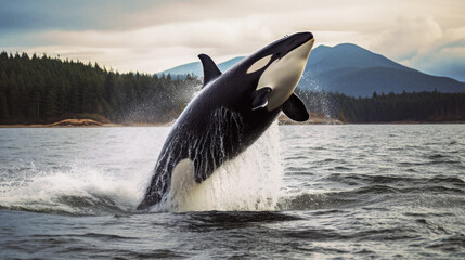 Orca Breaching in the Pacific Northwest