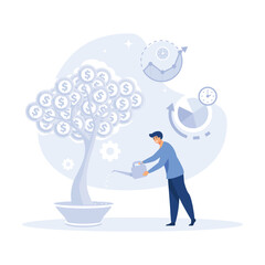 Characters manage finances. managing financial income, consulting with accountant. flat vector modern illustration