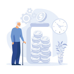 People characters investing money in pension fund. Health investment concept. flat vector modern illustration - obrazy, fototapety, plakaty