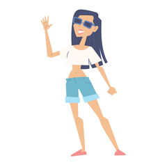 Isolated colored female character with summer clothes Vector illustration