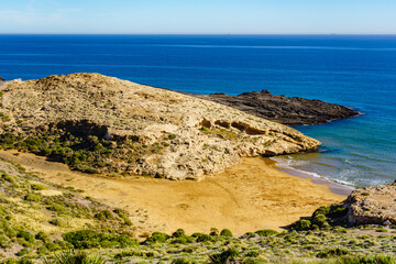 Beach sea shore. Coast in Murcia Spain.