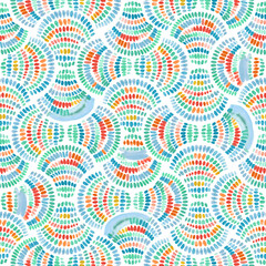 Geometric ornament of wavy mermaid fish scales. Seigaiha print. Hand draw seamless pattern - 615268681