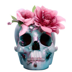 Flower Skull Clipart, Floral Skull, "Generative AI"