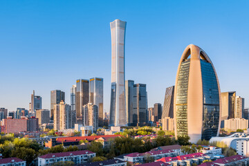 High-angle scenery of China Zun City in China World Trade Center CBD, Beijing, China
