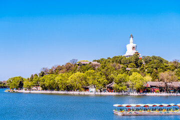 Summer scenery of White Pagoda in Beihai Park, Beijing, China