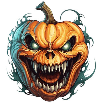 Scary Pumpkin, Halloween, illustration, Generative AI
