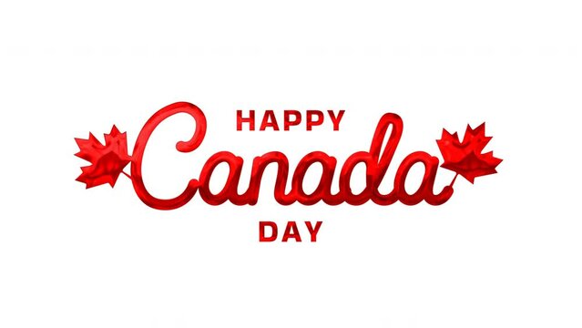 Happy Canada Day Lettering Text Animation with red color in black and green background. Great for Celebrations, Ceremonies, Festivals, greetings, and banners. Happy canada day 1st of july.