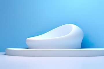 Beautiful white futuristic bathtub, on a pedestal