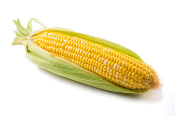 Fresh corn on a white background. Generative AI.