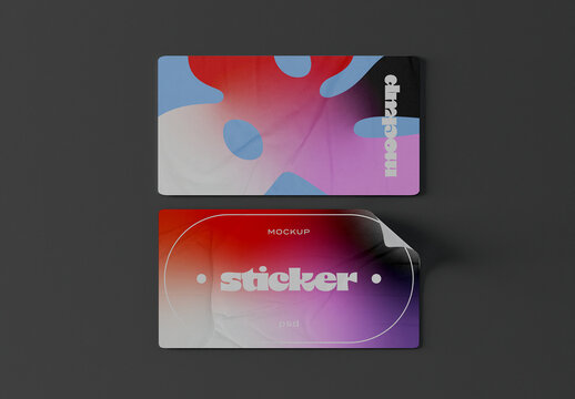 Two Rectangular Sticker Mockup