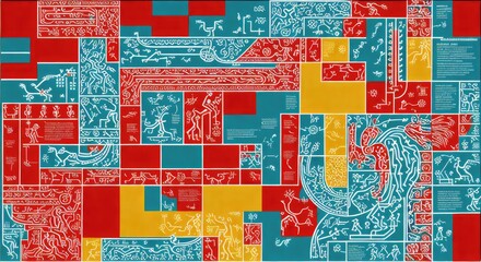 a colorful background with a lot of different things on it, generative AI.