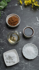 日本の基本の調味料・さしすせそ　イメージ｜砂糖・塩・酢・醤油・味噌