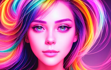 Fototapeta premium Neural network in the image of a woman. AI in human form. Generative AI.