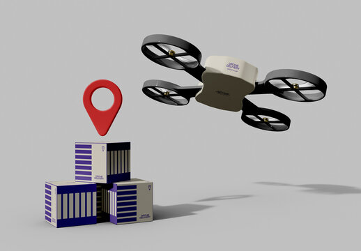 Fast Delivery Drone Mockup