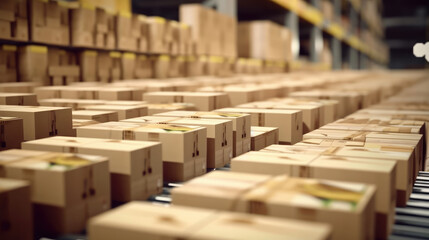 Obraz premium The parcel is on the conveyor belt