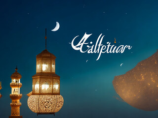 Obraz na płótnie Canvas Islamic, Muslim, Eid Alfitr of lanterns moon with a background Free Download 