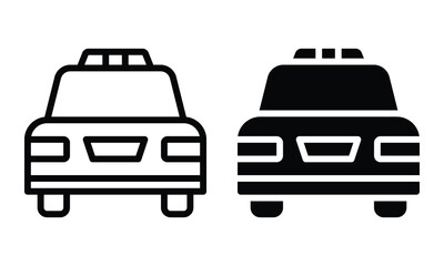 Police car icon with outline and glyph style.