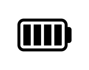 Vector battery icon. High quality black style vector icon. Baterry charge indicator. Full batery level, energy, charging. Power high status batteries logo.	