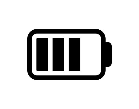 Vector battery icon. High quality black style vector icon. Baterry charge indicator. 75% batery level, energy. Power 3/4 status batteries logo.