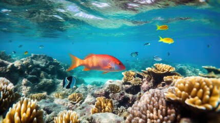 Obraz na płótnie Canvas great barrier reef with colorfull fishes generative ai