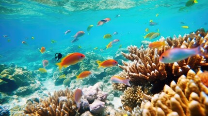 great barrier reef with colorfull fishes generative ai