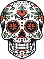 Ornately decorated Day of the Dead sugar skull, or calavera. vector illustration isolated on white background