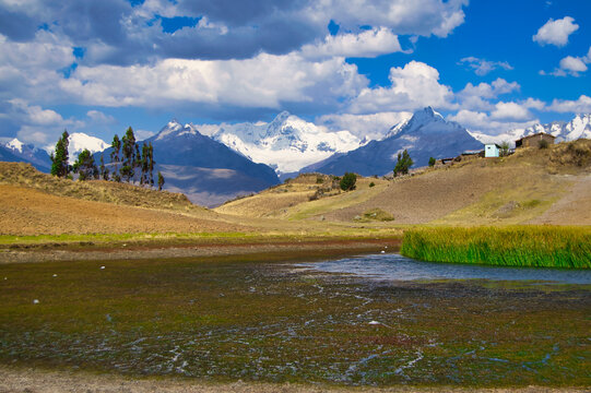 landscape with lake and blue sky