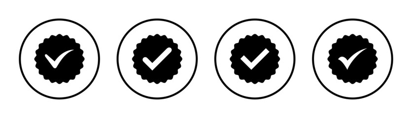 Approved icon set illustration. Certified Medal Icon. check mark