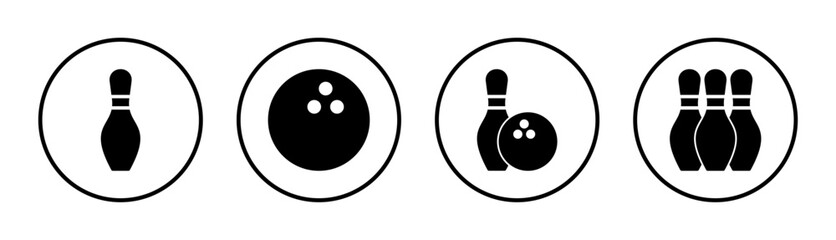 Bowling icon set illustration. bowling ball and pin sign and symbol.