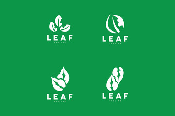 Green Leaf Logo, Ecology Natural Plant Vector, Nature Design, Illustration Template Icon