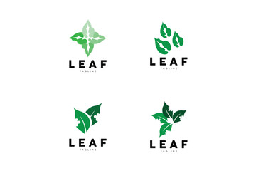 Green Leaf Logo, Ecology Natural Plant Vector, Nature Design, Illustration Template Icon