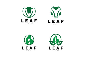 Green Leaf Logo, Ecology Natural Plant Vector, Nature Design, Illustration Template Icon