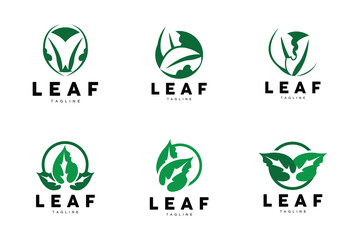 Green Leaf Logo, Ecology Natural Plant Vector, Nature Design, Illustration Template Icon
