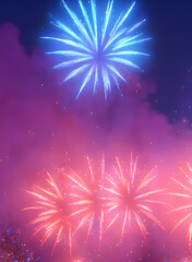 Fototapeta na wymiar Isolated colorful fireworks explosion created with generative ai
