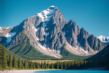 mountain, landscape, nature, snow, sky, clouds, trees, view, rock