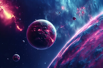 Fototapeta premium planets galaxy outer space background